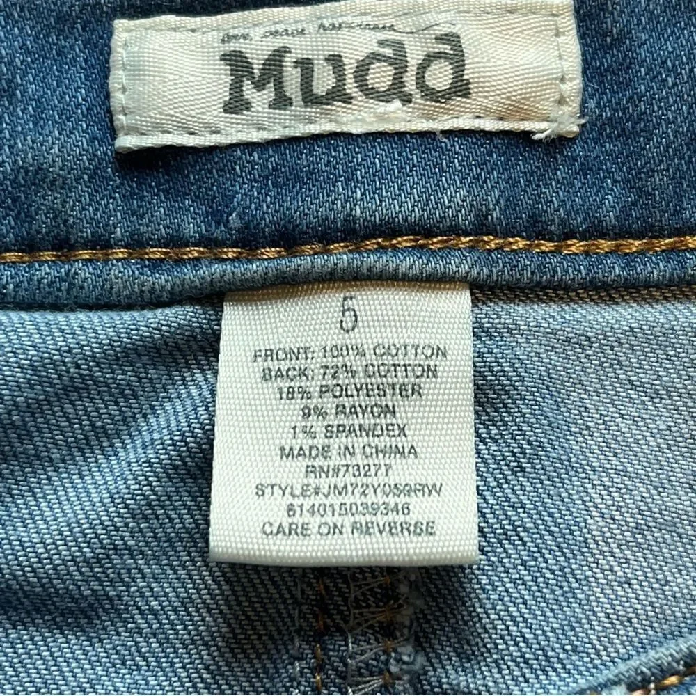 Mudd Women's Distressed Faded Blue Jean Skirt Size 5